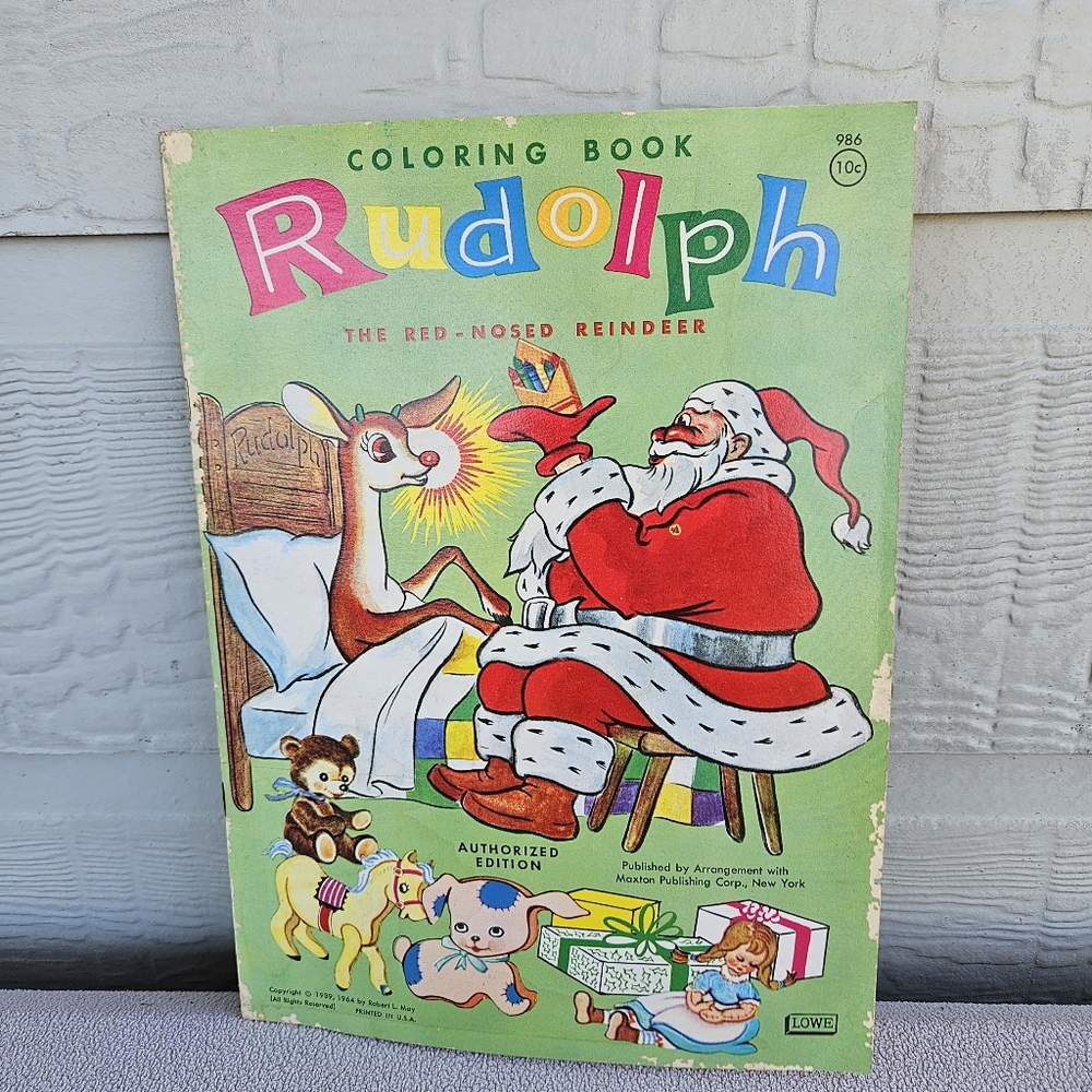 VTG Lowe 1964 Rudolph the Red Nosed Reindeer Coloring Book Christmas Story USA